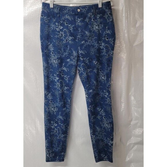 Time & Tru Womens Size XL (16-18) High Rise Denim Style Pull On Floral Jeggings - Picture 1 of 11